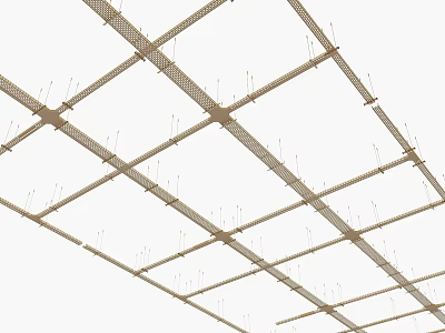 Ceiling Mounted Metal Pipes Grid Structure In Industrial Building Installation Design 3d model