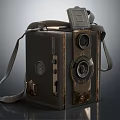 Vintage Digital Camera With Leather Strap Dual Lenses Classic Metal Body Retro Design