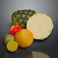 Fresh Assorted Fruits Display With Pineapple Apple Grapefruit Lemon And Avocado