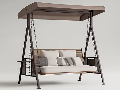 Outdoor Hanging Swing Chair With Canopy And Cushions 3d model