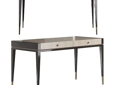 Modern Dressing Table Design With Black Metal Legs And White Top Drawers 3d model