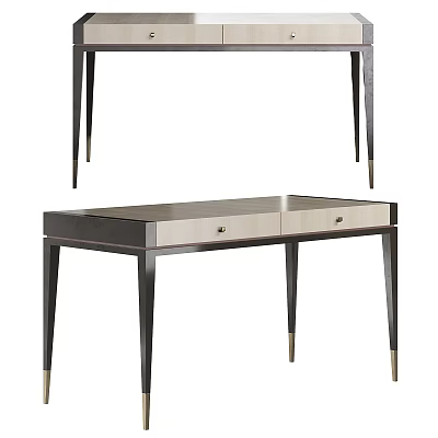 Modern Dressing Table Design With Black Metal Legs And White Top Drawers 3d model