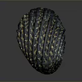 Handcrafted Textured Oval Sculpture With Blue And Gold Woven Patterns