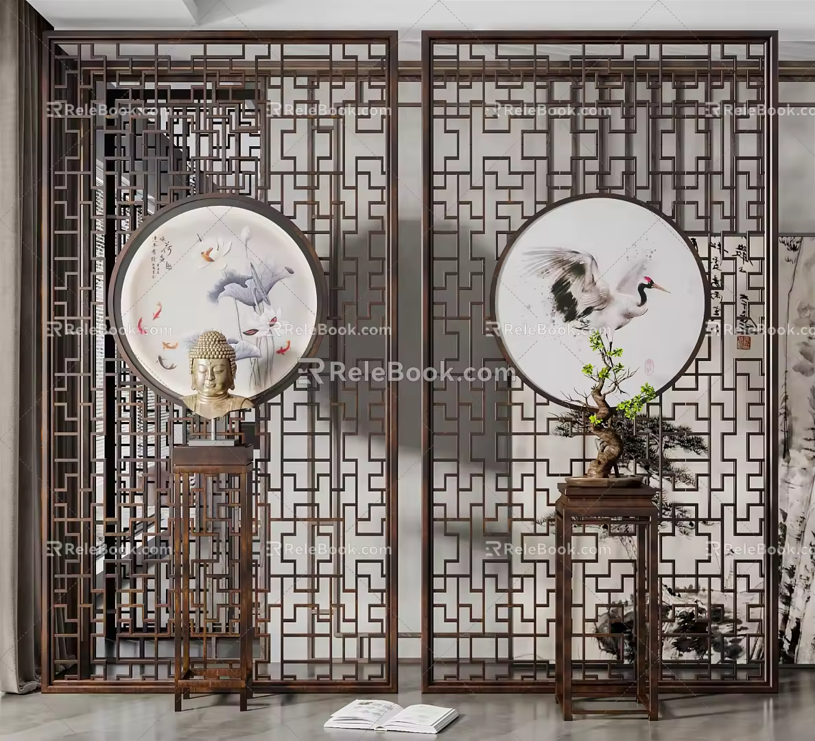 New Chinese-style partition porch partition 3d model