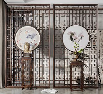 New Chinese-style partition porch partition 3d model