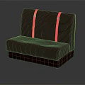 Maroon Leather Booth Sofa With Light Straps On Backrest And Comfortable Cushioned Seat