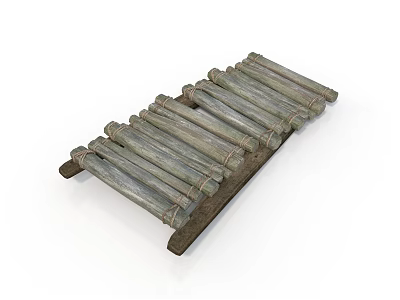 Handmade Rustic Wooden Tray With Sticks Bound By Rope For Daily Household Use 3d model