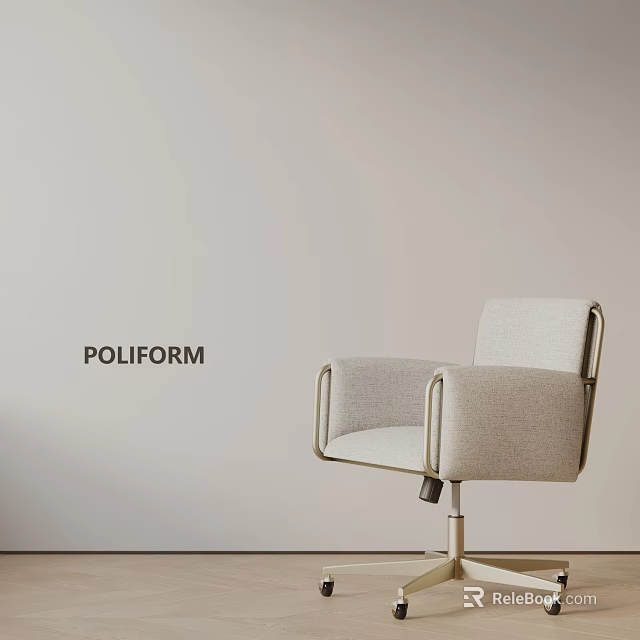 Poliform Modern Office Chair With Light Gray Fabric And Metal Frame 3d model 
