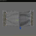 Modern Metal Gate With Vertical Striped Design And Brick Wall Background 3d model