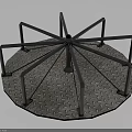 Industrial Circular Metal Equipment Platform with Radial Supports and Diamond Plate Surface