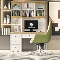 Study Desk Chair Bookcase 3d model