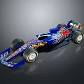 Blue Formula 1 Race Car With Gold Patterns And Italian Flag Details