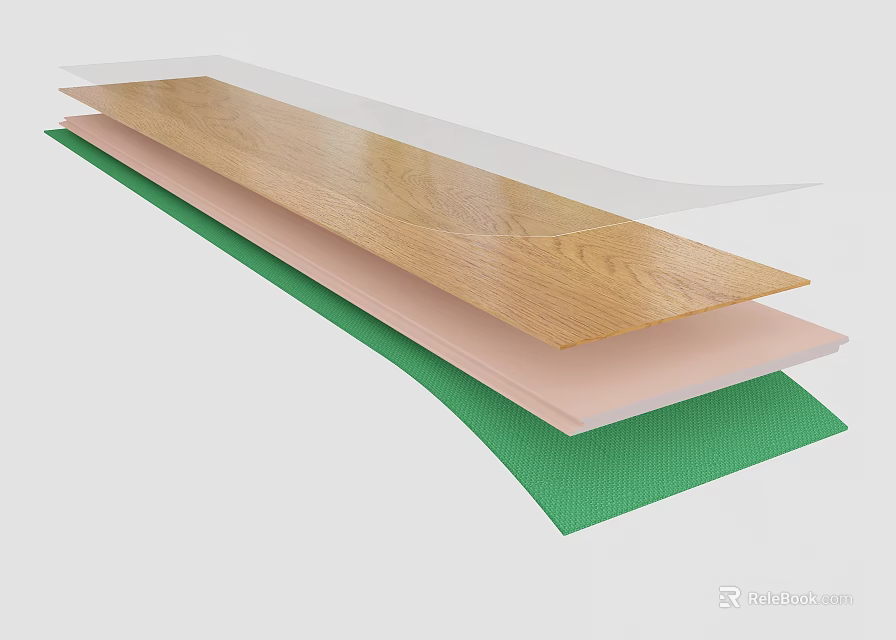 Square Carpet Layered Design With Wooden Surface Green Base And Pink Layers 3d model 