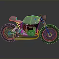 Vintage Teal Motorcycle With Leather Seat And Streamlined Metal Body Design