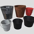 Various Colorful Metal And Plastic Washing Buckets For Daily Cleaning Tasks
