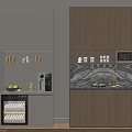 Wine Cabinet With Open Shelving Light Colored Wooden Cabinets And Marble Countertop