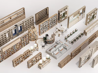 Multiple Modern Bookcase Designs With Shelves Storage Solutions And Display Areas 3d model