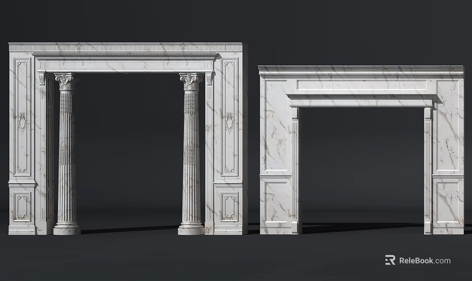Luxury Shower Sauna Interior With Marble Columns And Exquisite Carved Details 3d model 