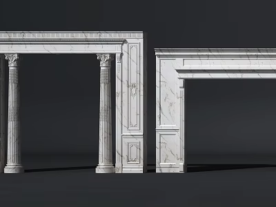 Luxury Shower Sauna Interior With Marble Columns And Exquisite Carved Details 3d model