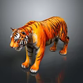 Orange And Black Striped Tiger Sculpture In Standing Position With Realistic Details