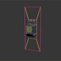 Blue Box Supported by Wooden Frame as Modern Display Stand Art Piece