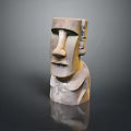 Wood Stone Handcrafted Statue Featuring Detailed Head Upper Body Natural Texture Rustic Artistic Feel