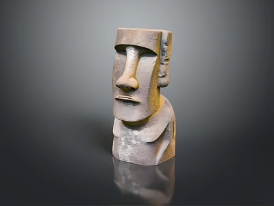 Wood Stone Handcrafted Statue Featuring Detailed Head Upper Body Natural Texture Rustic Artistic Feel 3d model