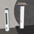 Modern White Tower Air Cooler Fans In Indoor Space With Warm Light Decoration