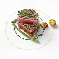Juicy Grilled Steak Topped With Fresh Rosemary Served With Asparagus And Roasted Potatoes