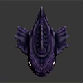 Purple Large Eyed Fantasy Fish Creature Character With Red Pupils Unique Head And Spiky Fins