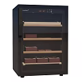 Black Electric Storage Cabinet With Glass Door And Multiple Shelves