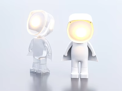 Human Shaped Decorative Lamps With Transparent And White Bodies And Illuminated Heads 3d model