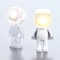 Human Shaped Decorative Lamps With Transparent And White Bodies And Illuminated Heads