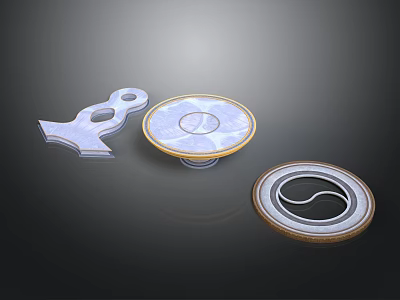 Transparent Organ Models And Hair Samples With Circular Displays And Metallic Borders 3d model
