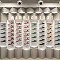 Clothing Store WARRIOR1927 Shoe Display With Various Colors Shelves And Lighting