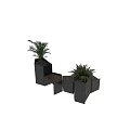 Outdoor Chair With Wooden Slats Metal Frame And Planter Boxes For Garden Patio