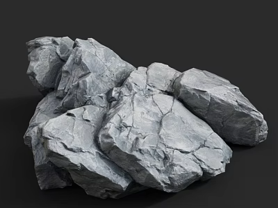 Natural Gray Rock Formation With Rough Textured Surfaces And Stacked Structure 3d model