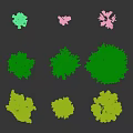 Various Green Shrubs With Diverse Leaf Shapes And Natural Foliage 3d model