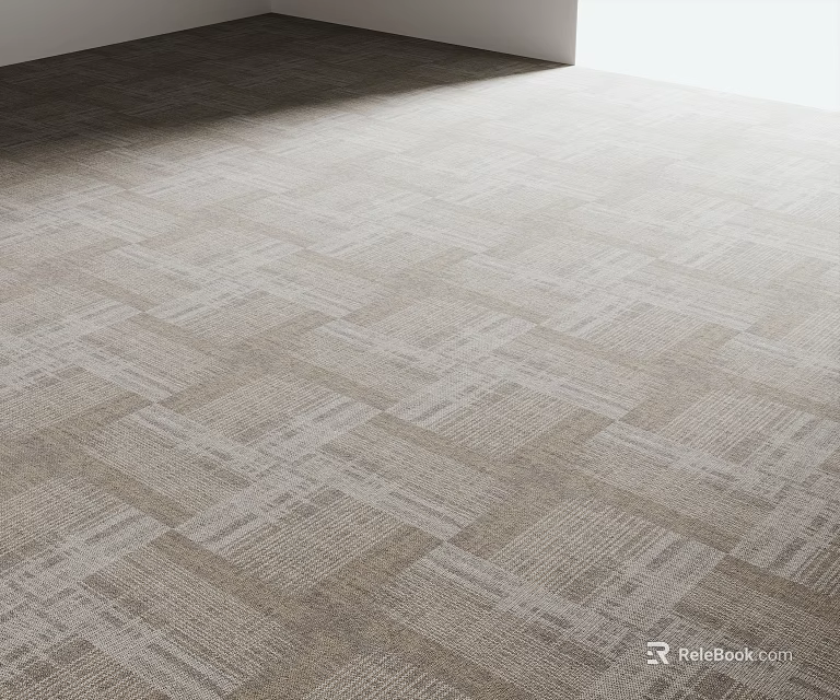 Neutral Toned Square Carpet With Geometric Patterns 3d model 