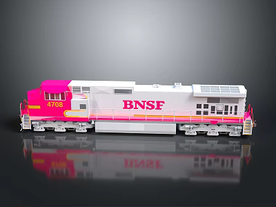 BNSF Train Model With Pink And White Exterior Solar Panels And Number 4718 3d model