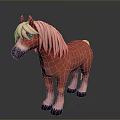 Cute Red Toy Pony With Pink Mane Blue Eyes And Black Hooves