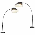 Modern Black Metal Arc Floor Lamp With Round White Shade And Warm Lighting