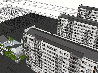 Modern High rise Residential Building Exterior With Balconies Facade And Architectural Design 3d model