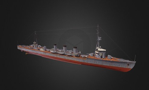 modern warship destroyer weapon ship 3d model