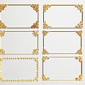 Golden Carved Decorative Frames With Various Intricate Patterns And Designs 3d model