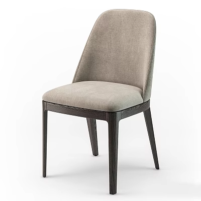 Modern Light Gray Upholstered Dining Chair With Dark Wooden Legs Simple Design 3d model