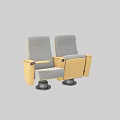 Gray Minimalist Single Sofa With Wooden Arms And Black Base Stand