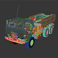 Green Military Heavy Duty Transport Truck With Multi Wheel Design And Antenna
