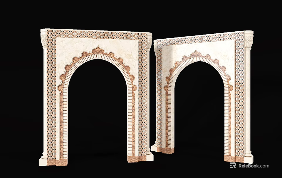 Traditional Decorative Door Arches With Intricate Carvings And Elegant Details 3d model 