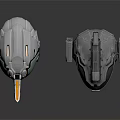 Futuristic Sci Fi Helmets With Metallic Silver And Black Armor Design Components 3d model